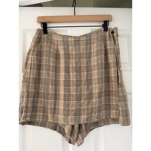 Vintage 90s Requirements Plaid Linen Blend Skort